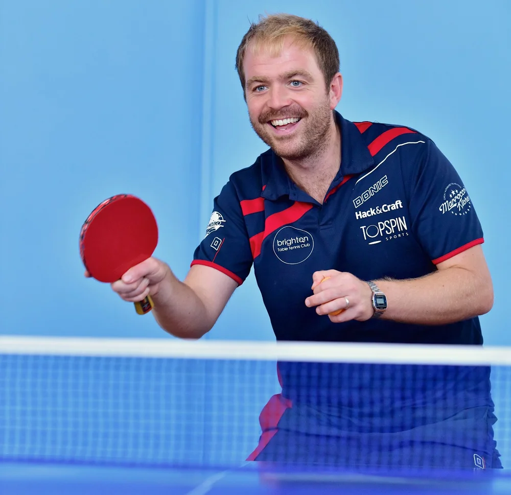 Tim Holtam playing table tennis